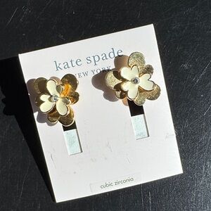 Kate Spade Gold and Cream Flower Earrings